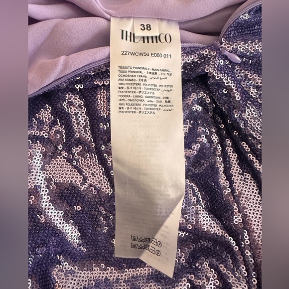 The Attico Fanny Off-Shoulder Sequin Dress Gown Long Sleeve Purple - Picture 10 of 12